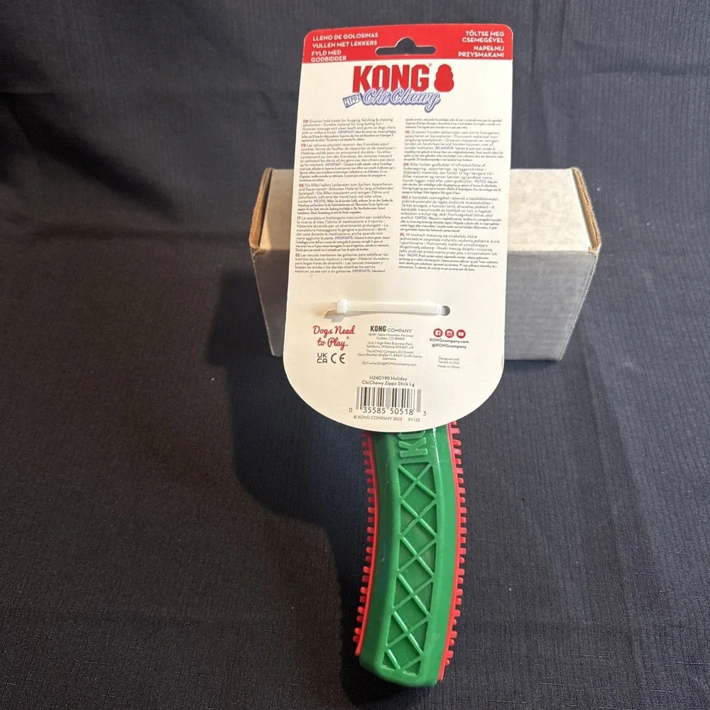 KONG Holiday Zippz Stick LARGE Treat Stuffable Durable Fetch & Chew Dog Toy 11